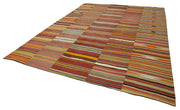 Handmade Area Rug - Kirk Yama Orange Patchwork Cotton Wool Carpet 9'10" x 13'1"