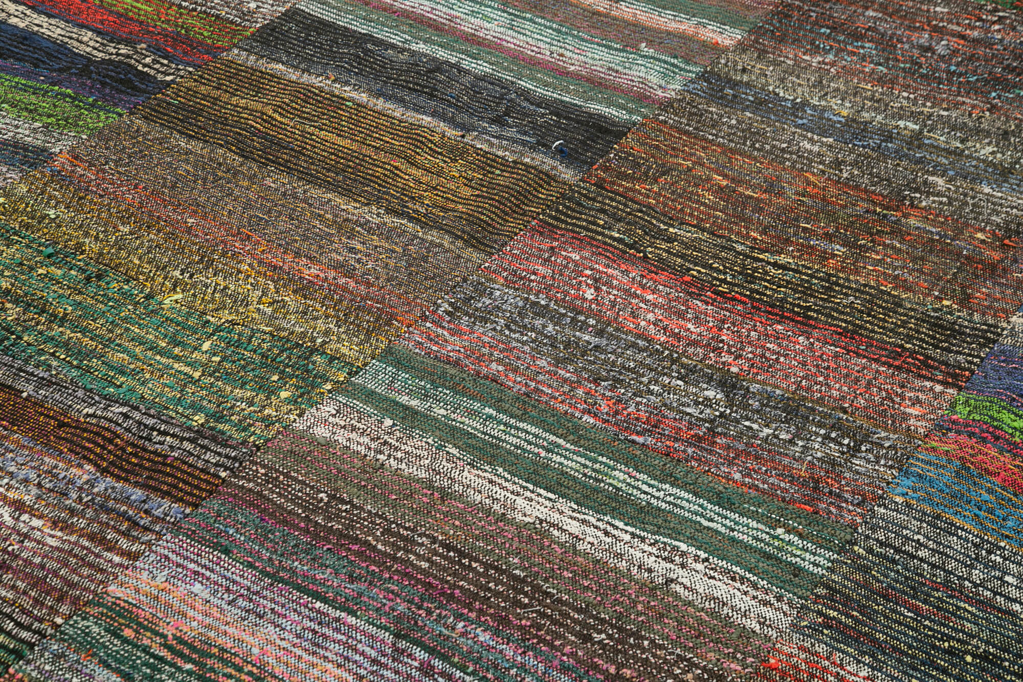 Kirk Yama Grey Patchwork Cotton Wool Handmade Area Rug 8'0'' x 11'9''