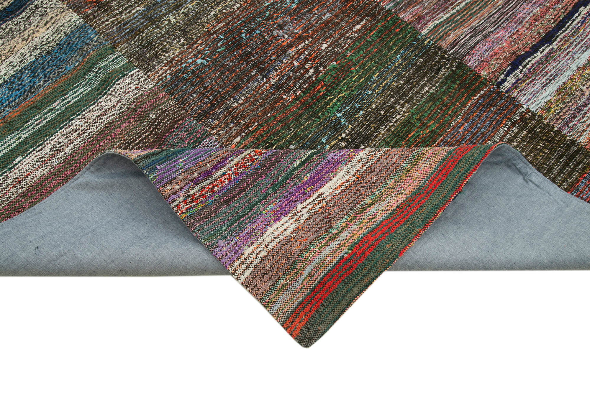 Kirk Yama Grey Patchwork Cotton Wool Handmade Area Rug 8'0'' x 11'9''