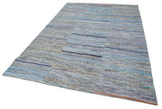 Handmade Patchwork Rug - Kirk Yama Grey Cotton Wool Vintage Area Rug 6'6''x9'10''