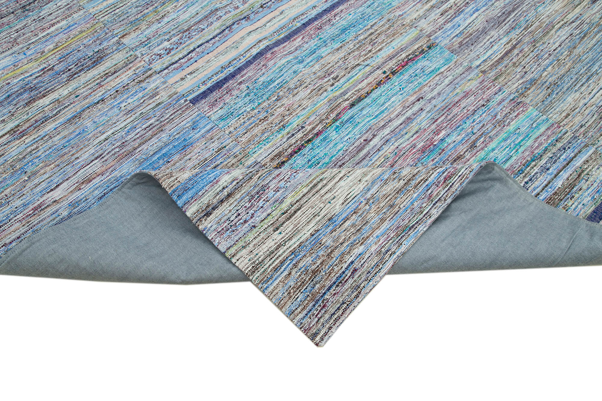 Handmade Patchwork Rug - Kirk Yama Grey Cotton Wool Vintage Area Rug 6'6''x9'10''
