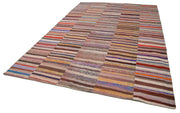 Handmade Patchwork Rug - Grey Patchwork Carpet Cotton Wool Rug 7'10''x11'11''