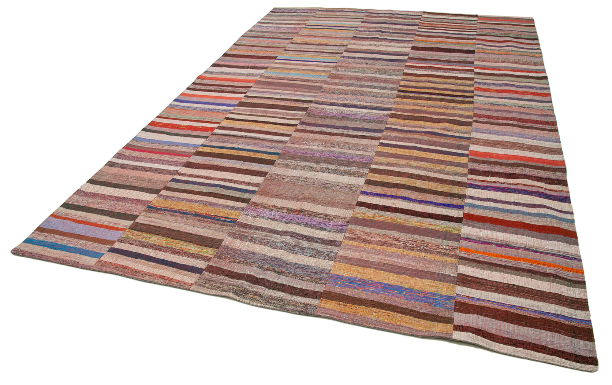 Handmade Patchwork Rug - Grey Patchwork Carpet Cotton Wool Rug 7'10''x11'11''