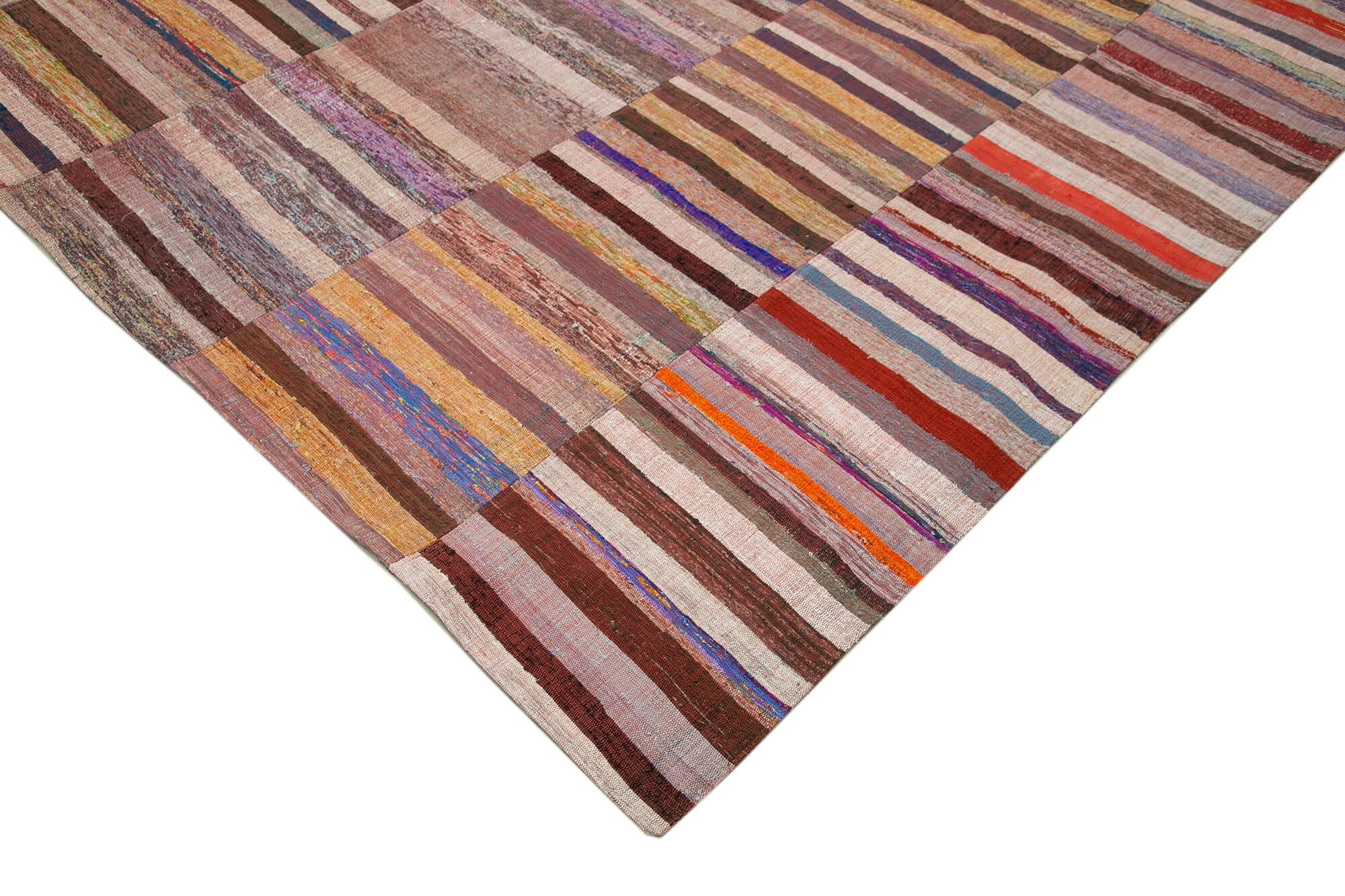 Handmade Patchwork Rug - Grey Patchwork Carpet Cotton Wool Rug 7'10''x11'11''