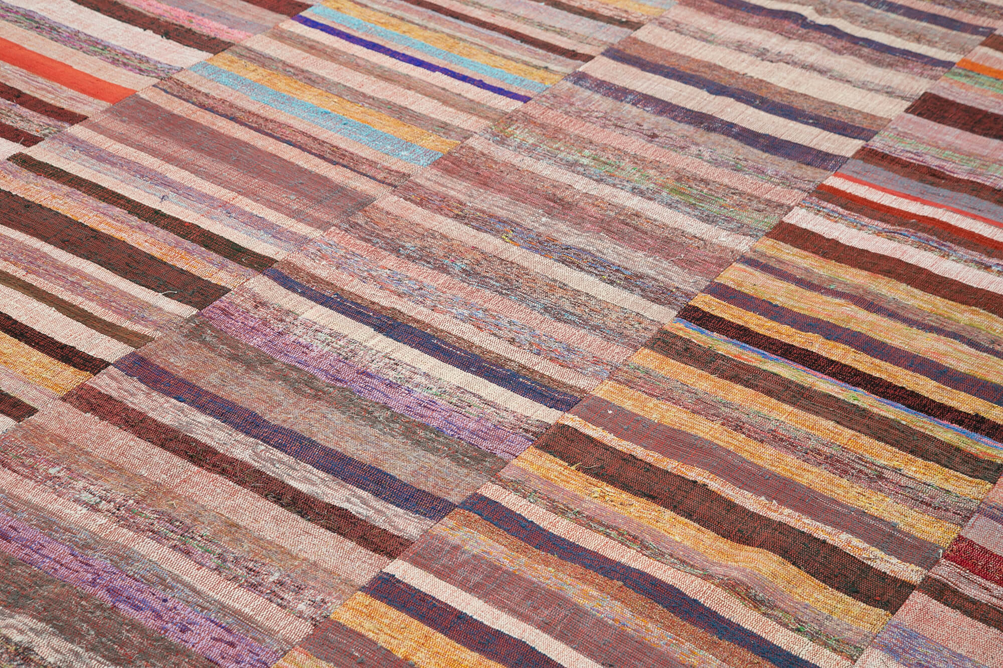 Handmade Patchwork Rug - Grey Patchwork Carpet Cotton Wool Rug 7'10''x11'11''