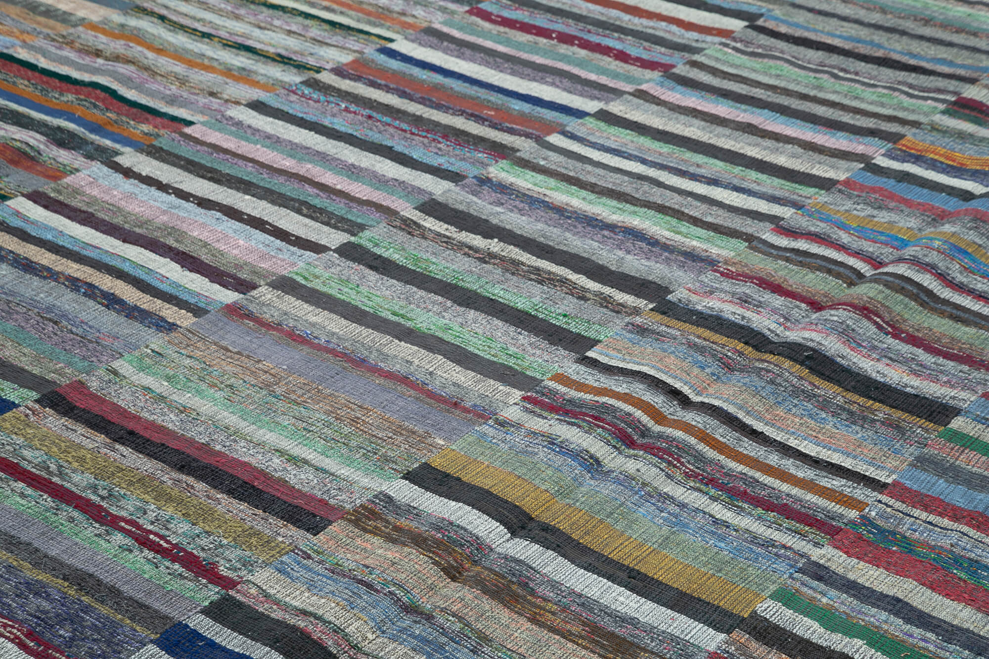 Kirk Yama Grey Patchwork Cotton Wool Handmade Area Rug 11'4'' x 15'3''