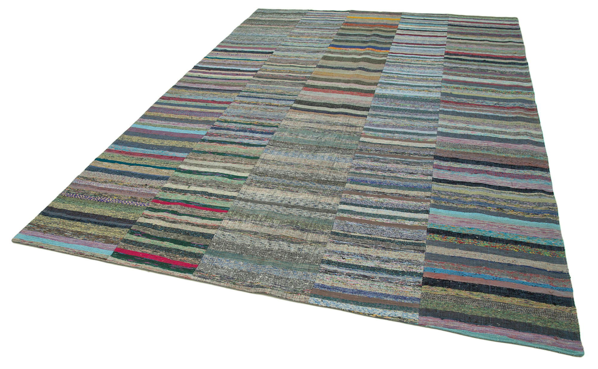 Handmade Patchwork Rug – Kirk Yama Grey Cotton Wool Area Rug 7'7''x10'9''