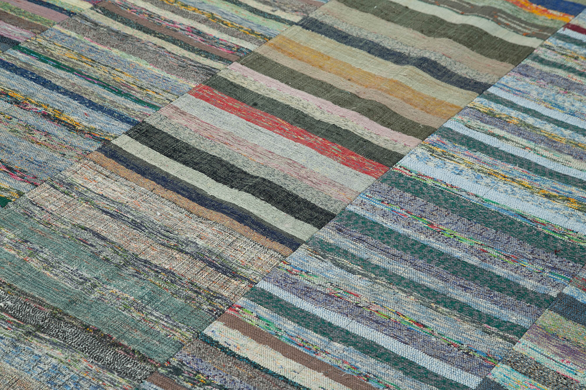 Handmade Patchwork Rug – Kirk Yama Grey Cotton Wool Area Rug 7'7''x10'9''