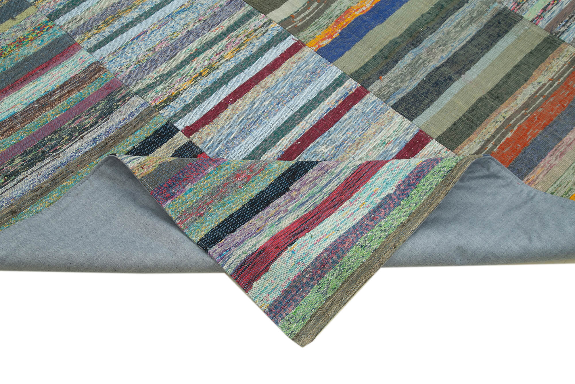 Handmade Patchwork Rug – Kirk Yama Grey Cotton Wool Area Rug 7'7''x10'9''