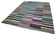 Handmade Patchwork Area Rug – Grey Cotton Wool Rug, Vintage Turkish Carpet 7'7''x11'3''