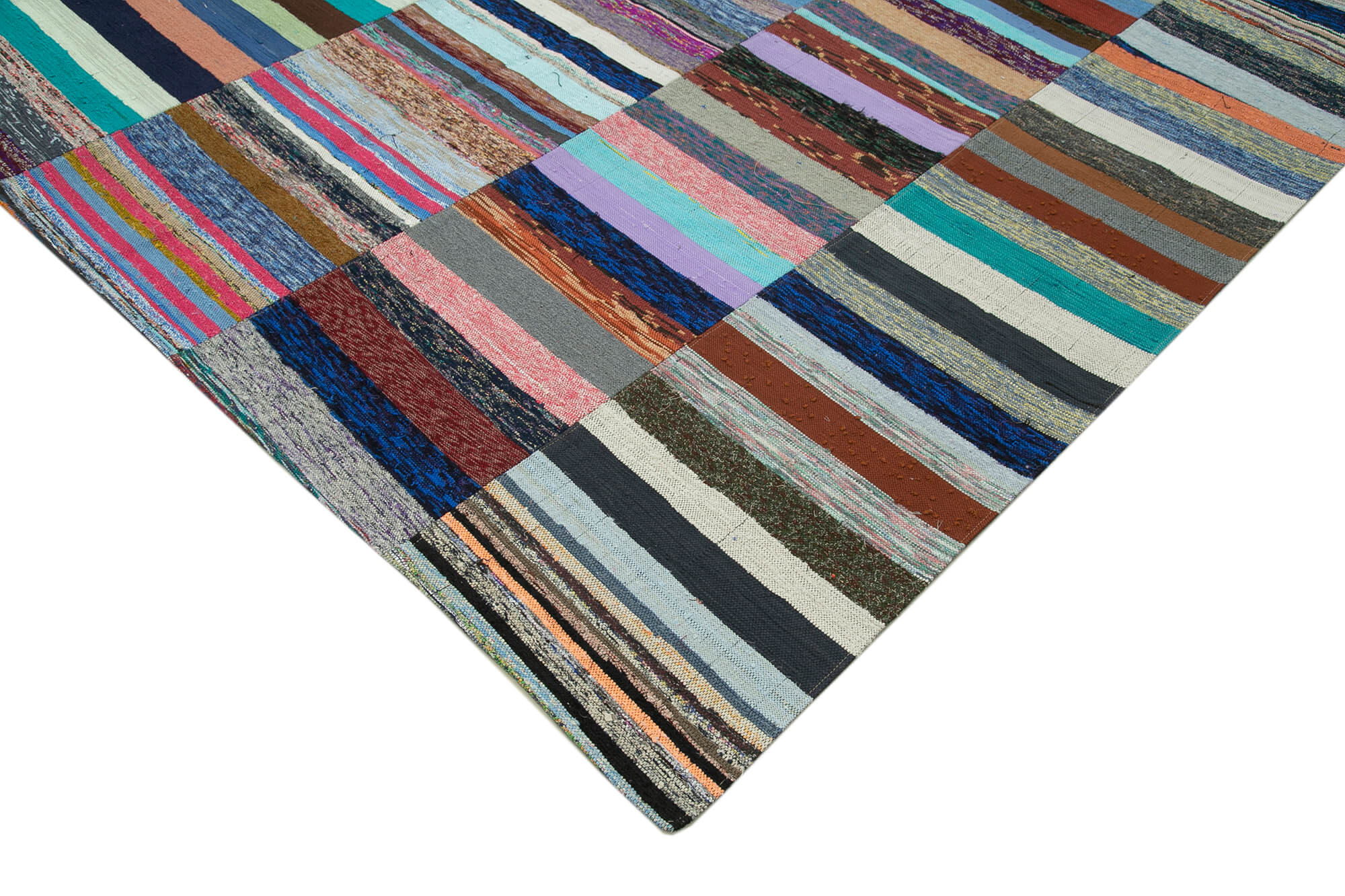Handmade Patchwork Area Rug – Grey Cotton Wool Rug, Vintage Turkish Carpet 7'7''x11'3''