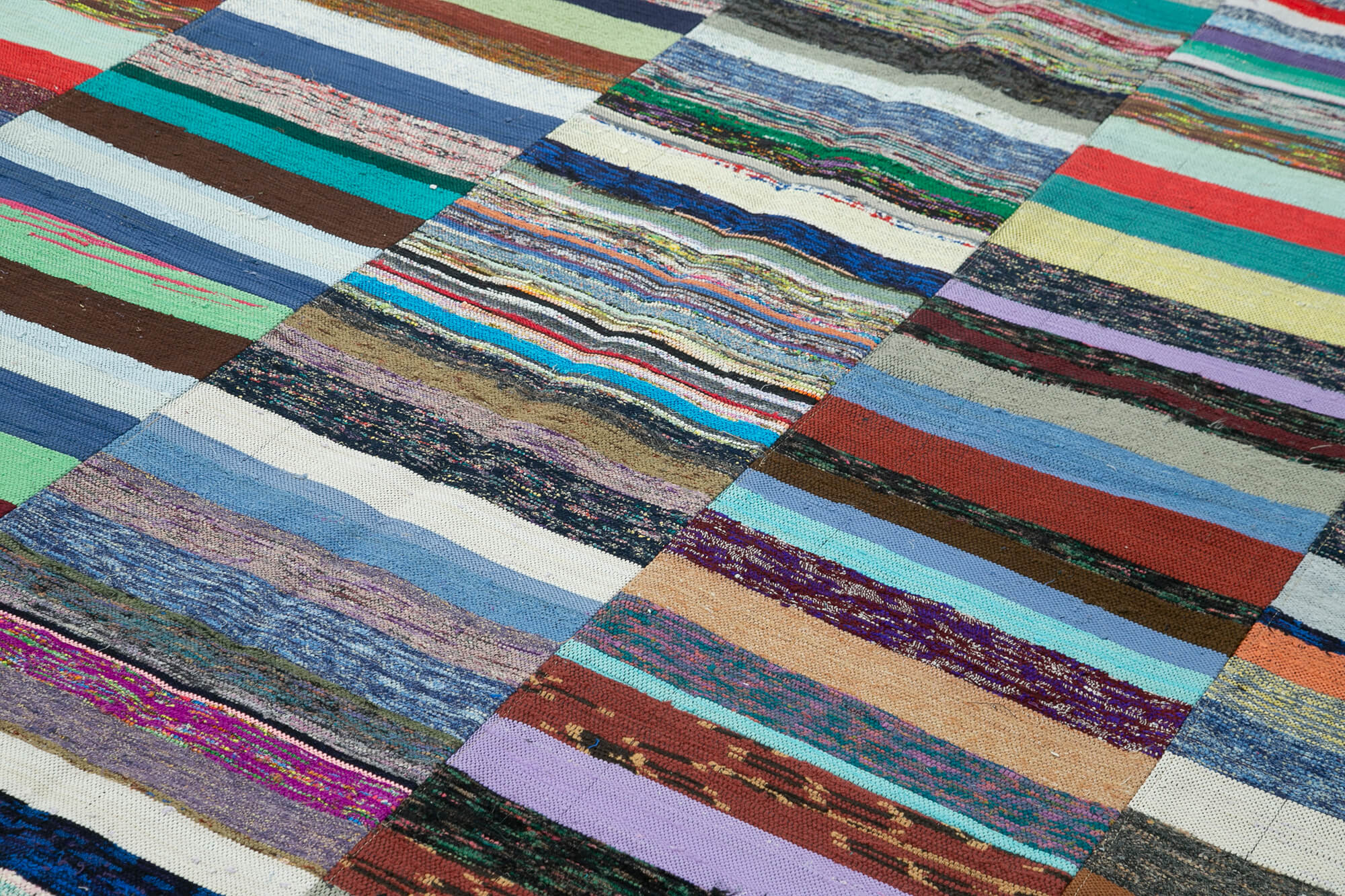 Handmade Patchwork Area Rug – Grey Cotton Wool Rug, Vintage Turkish Carpet 7'7''x11'3''
