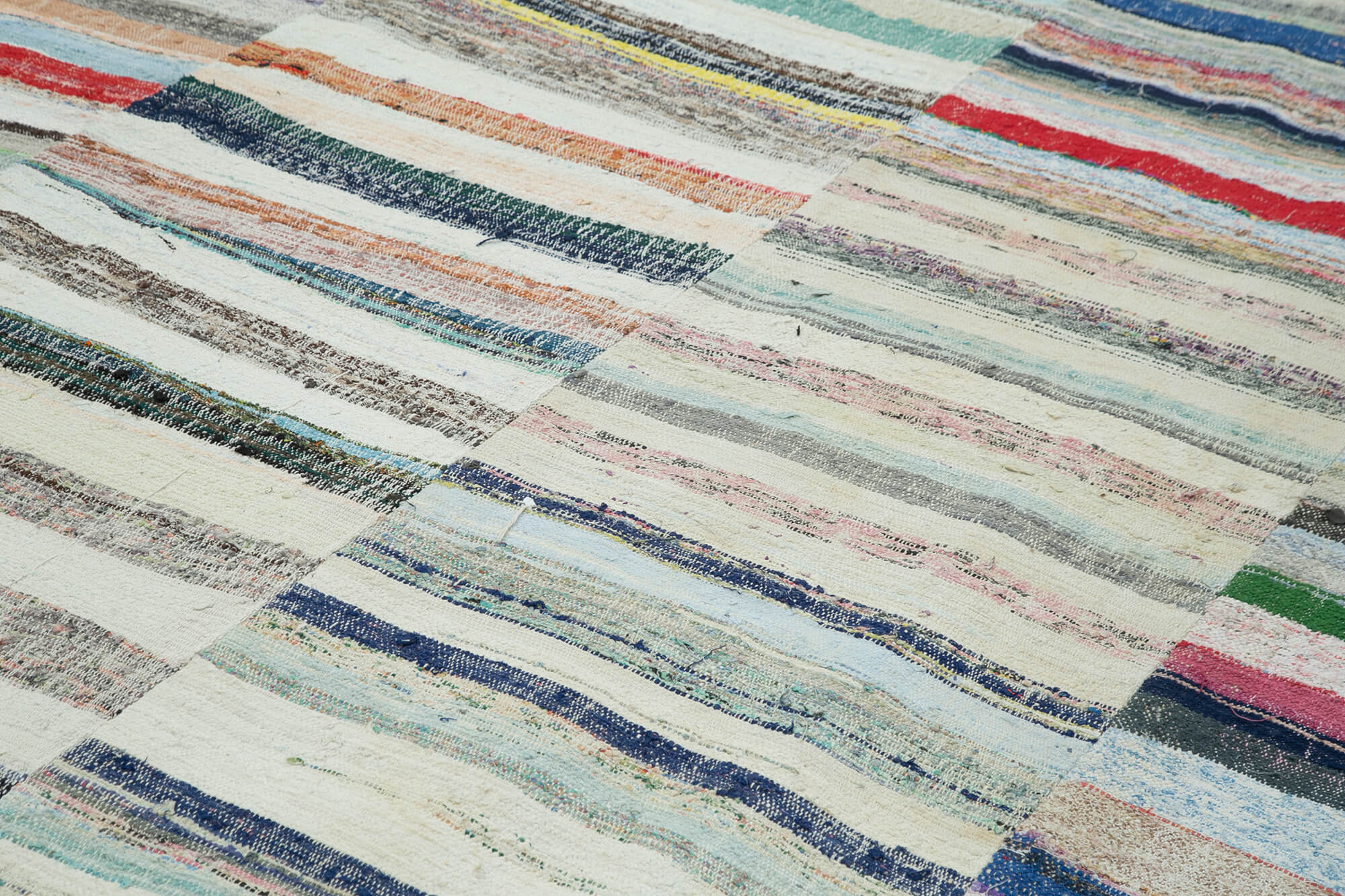 Handmade Wool Area Rug – Kirk Yama Grey Patchwork Rug 8'9''x12'6'' Cotton Wool
