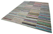 Handmade Wool Area Rug – Grey Patchwork Style Carpet | Durable Cotton Wool Carpet 8'7''x12'2''