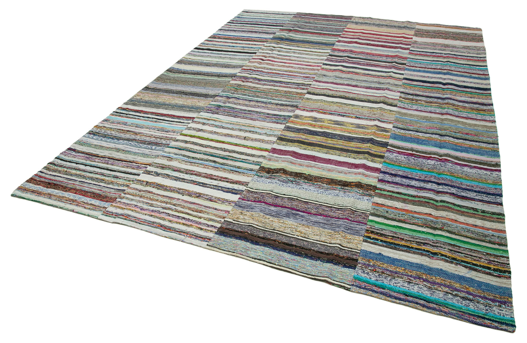 Handmade Wool Area Rug – Grey Patchwork Style Carpet | Durable Cotton Wool Carpet 8'7''x12'2''