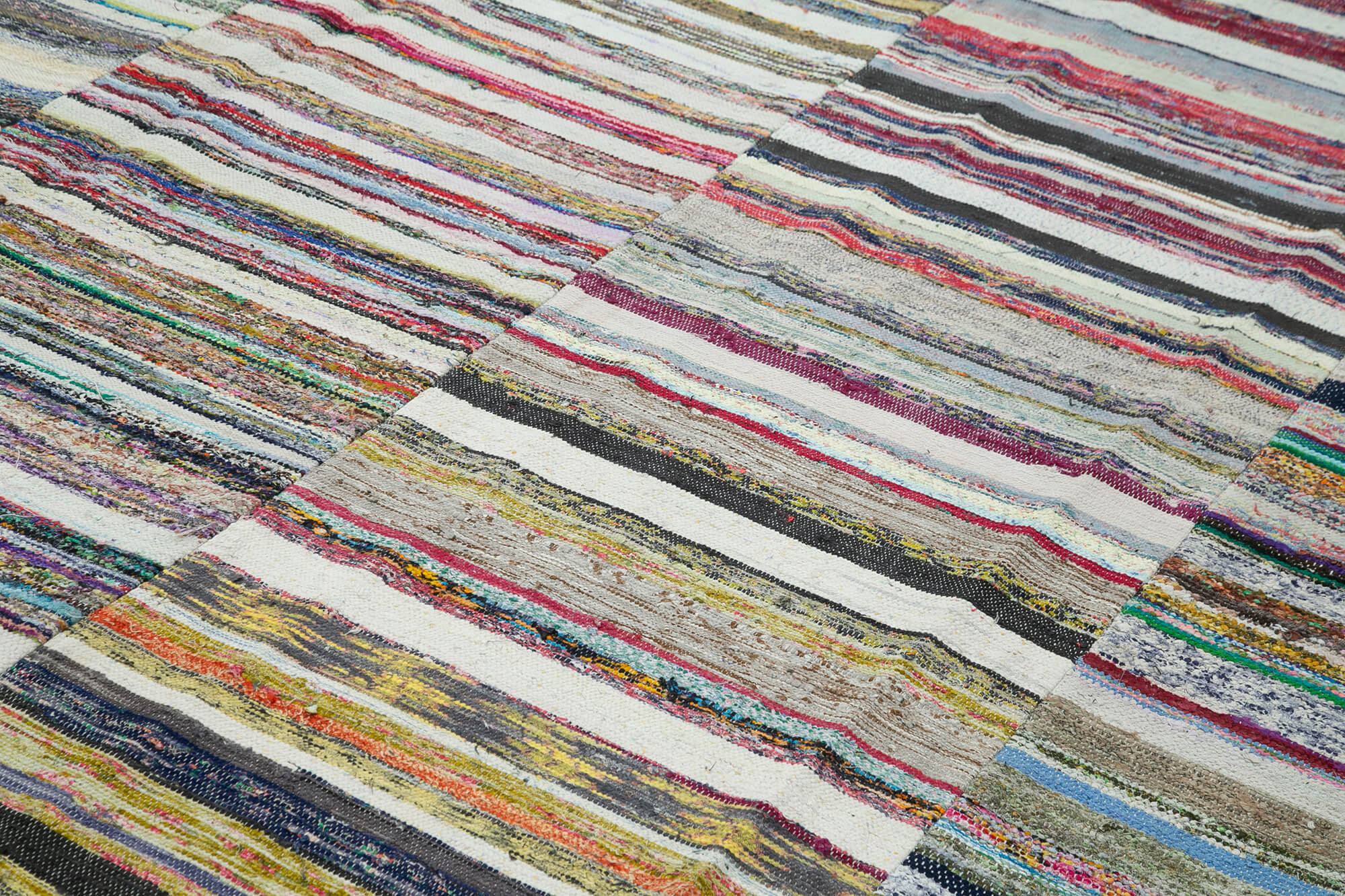 Handmade Wool Area Rug – Grey Patchwork Style Carpet | Durable Cotton Wool Carpet 8'7''x12'2''