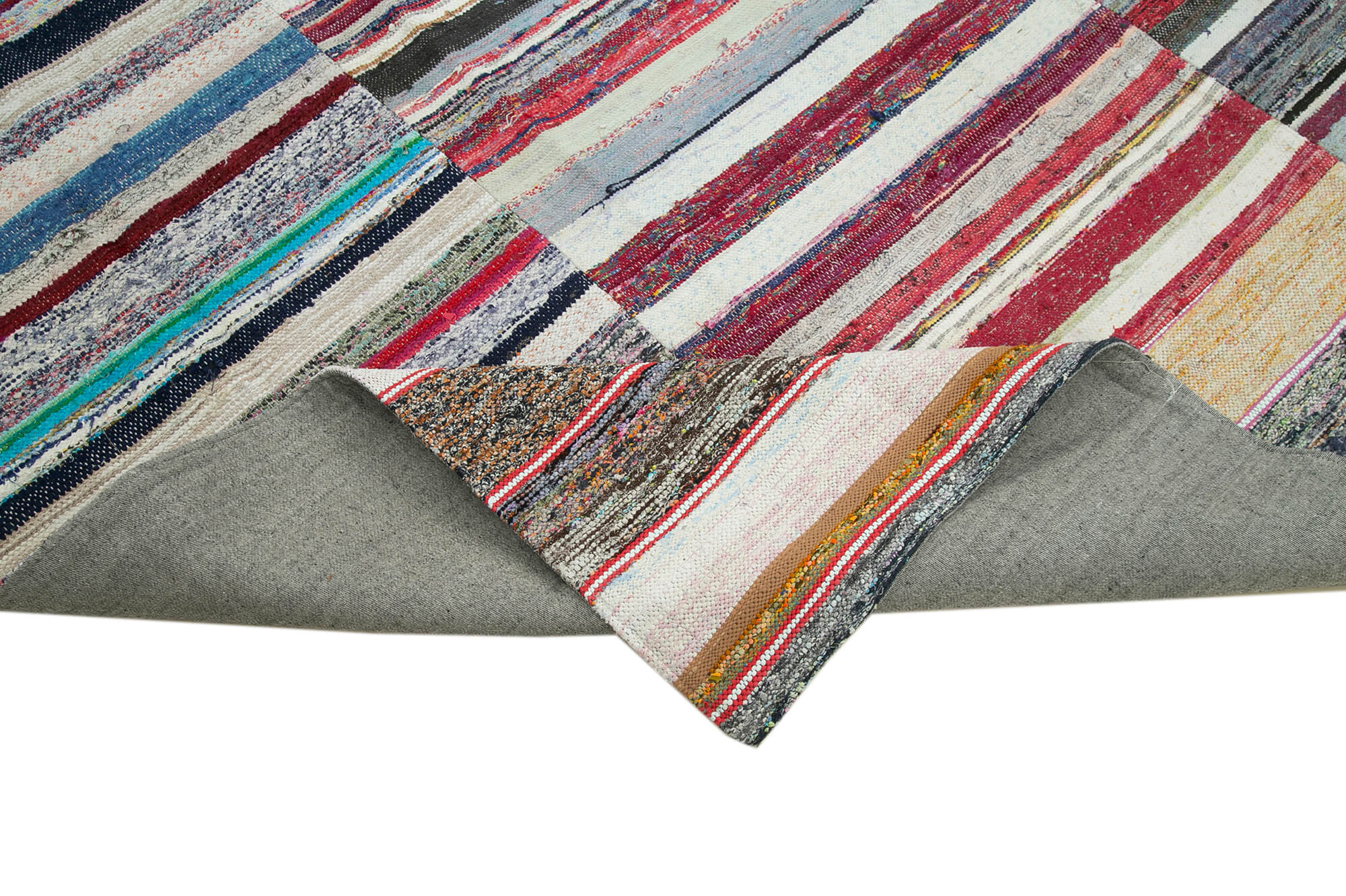 Handmade Wool Area Rug – Grey Patchwork Style Carpet | Durable Cotton Wool Carpet 8'7''x12'2''