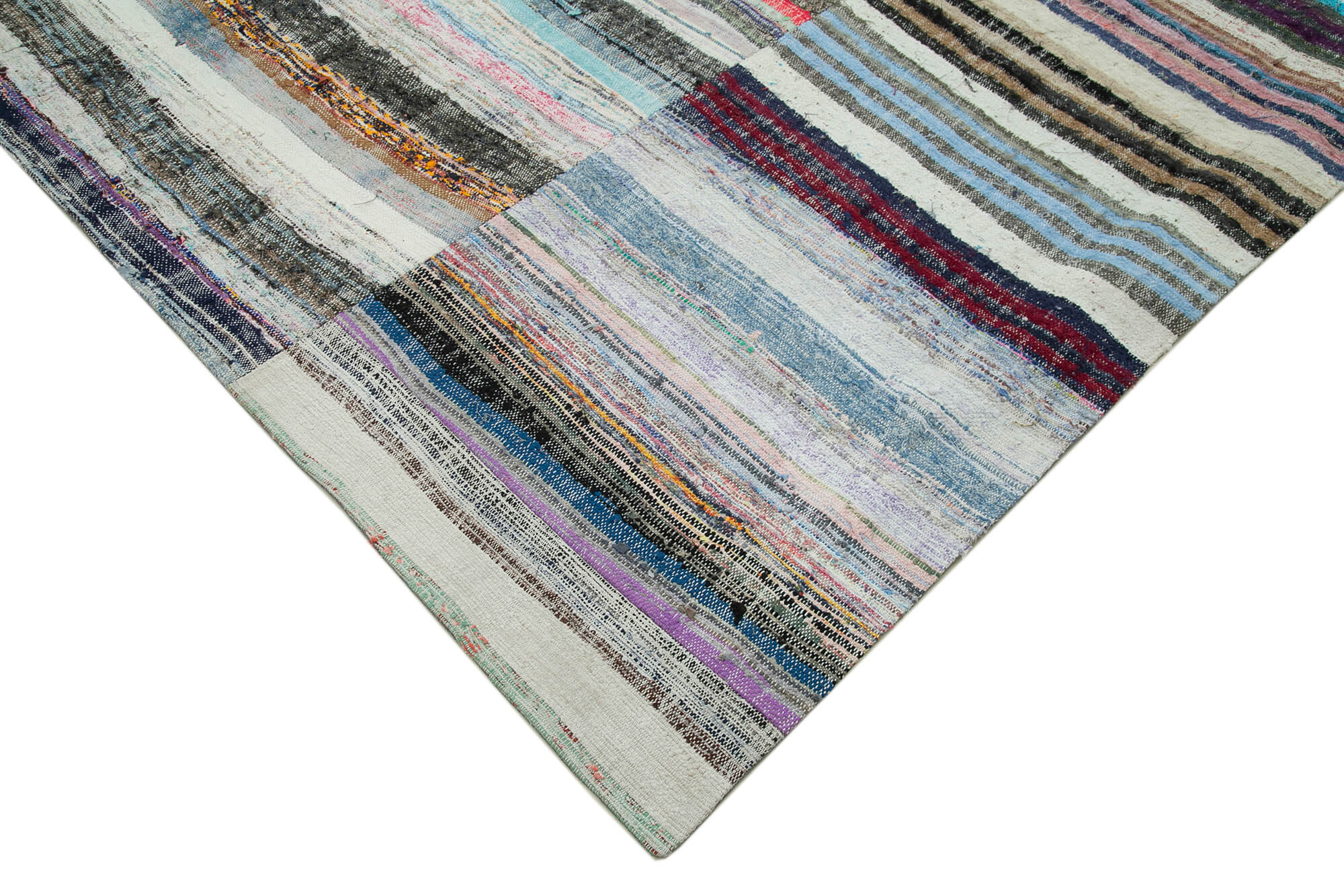 Handmade Patchwork Rug - Kirk Yama Grey Cotton Wool 9'1''x13'1'' Area Rug