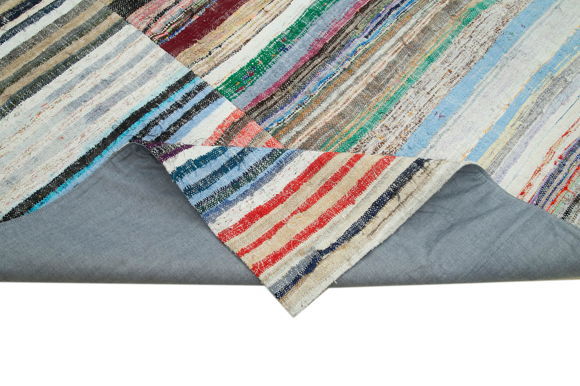 Handmade Patchwork Rug - Kirk Yama Grey Cotton Wool 9'1''x13'1'' Area Rug