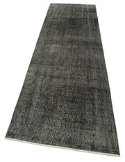 Vintage Area Rug – Handmade Wool Rug, Overdyed Black Turkish Carpet 2'10''x10'2''