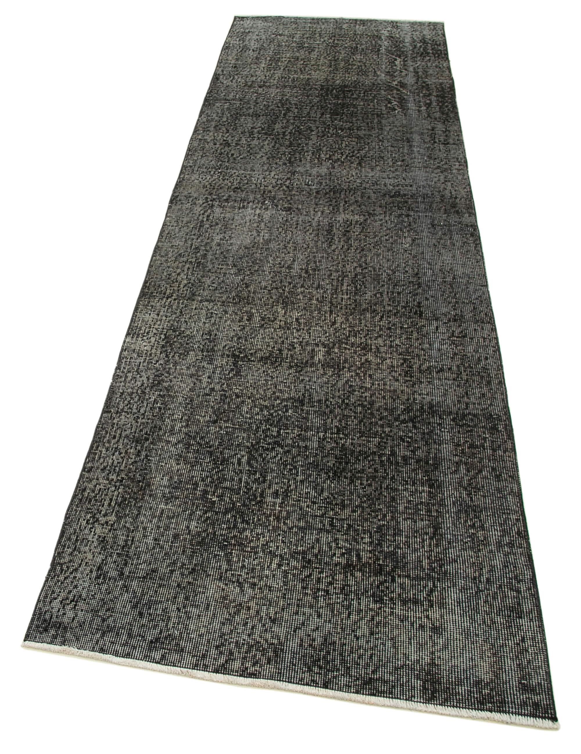Vintage Area Rug – Handmade Wool Rug, Overdyed Black Turkish Carpet 2'10''x10'2''