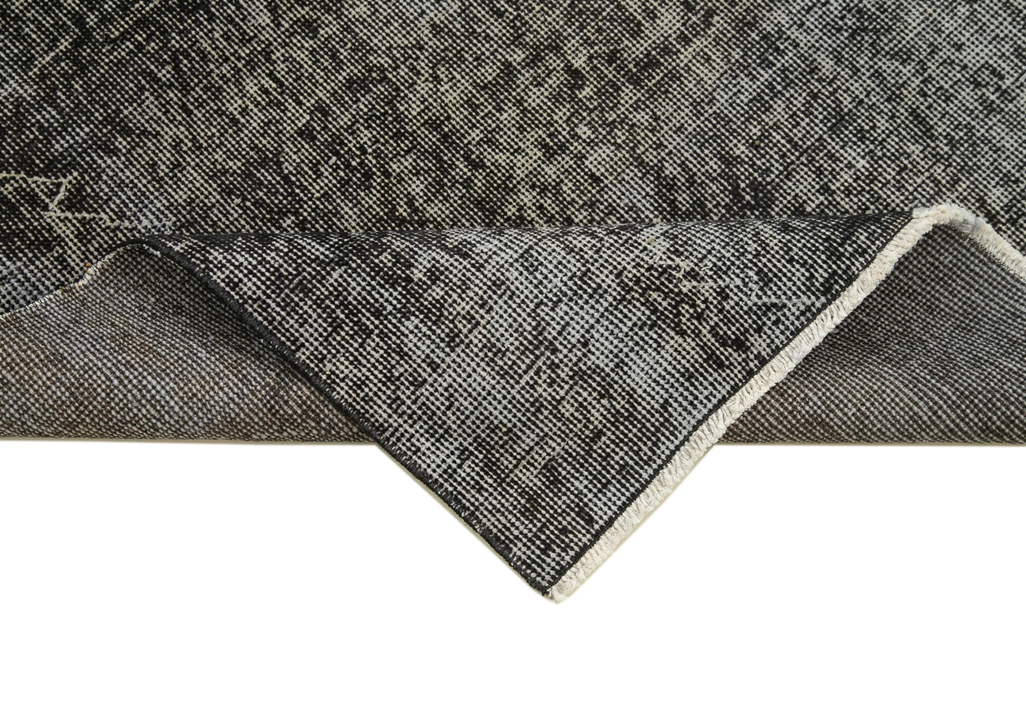 Vintage Area Rug – Handmade Wool Rug, Overdyed Black Turkish Carpet 2'10''x10'2''