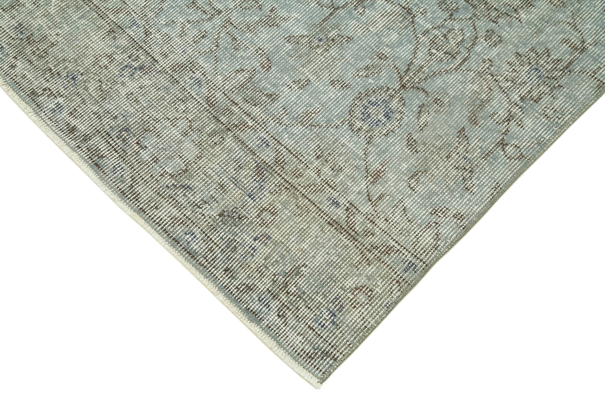 Vintage Overdyed Area Rug – Handmade Wool Rug 2'8''x10'0'' Blue Cotton Wool Carpet