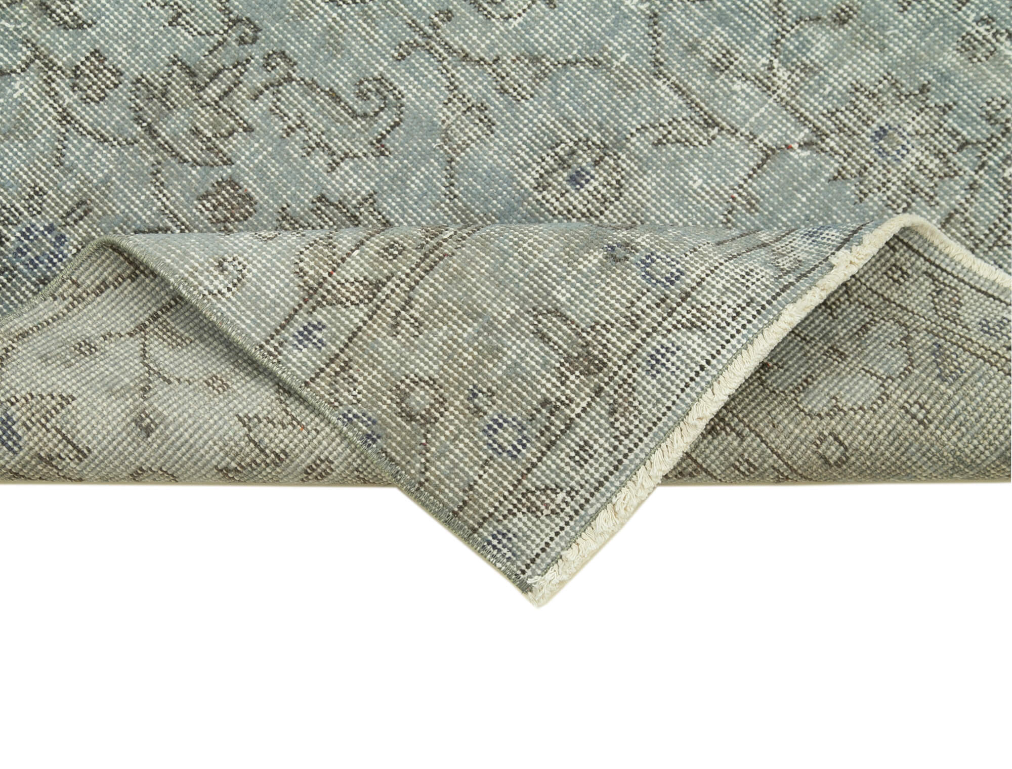 Vintage Overdyed Area Rug – Handmade Wool Rug 2'8''x10'0'' Blue Cotton Wool Carpet