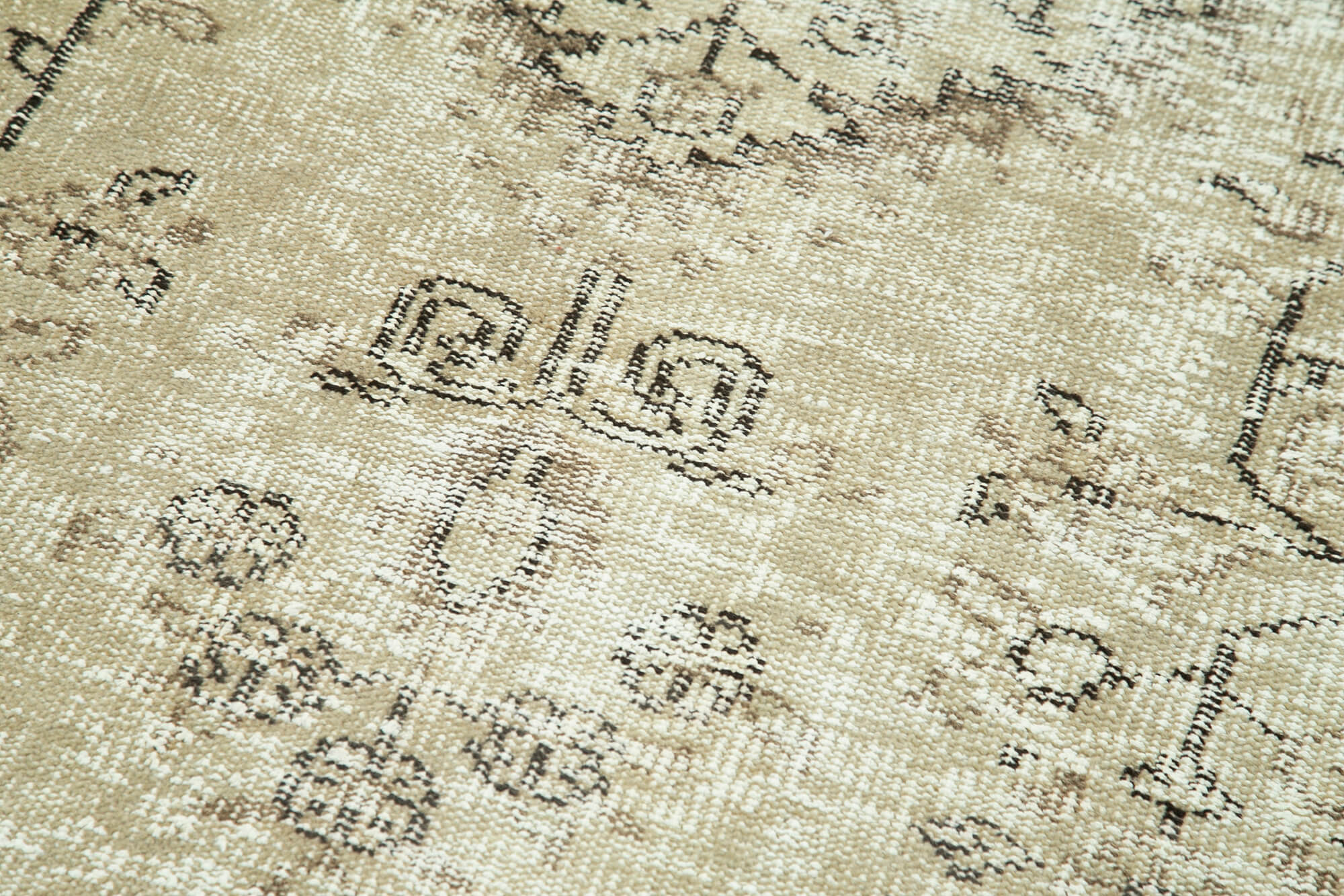 Handmade Area Rug – Overdyed Wool Rug 2'7'' x 10'4'' Beige Vintage Cotton