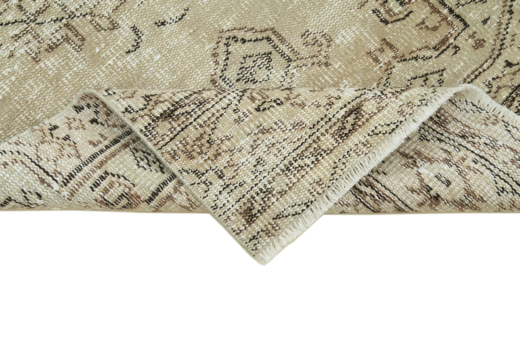 Handmade Area Rug – Overdyed Wool Rug 2'7'' x 10'4'' Beige Vintage Cotton
