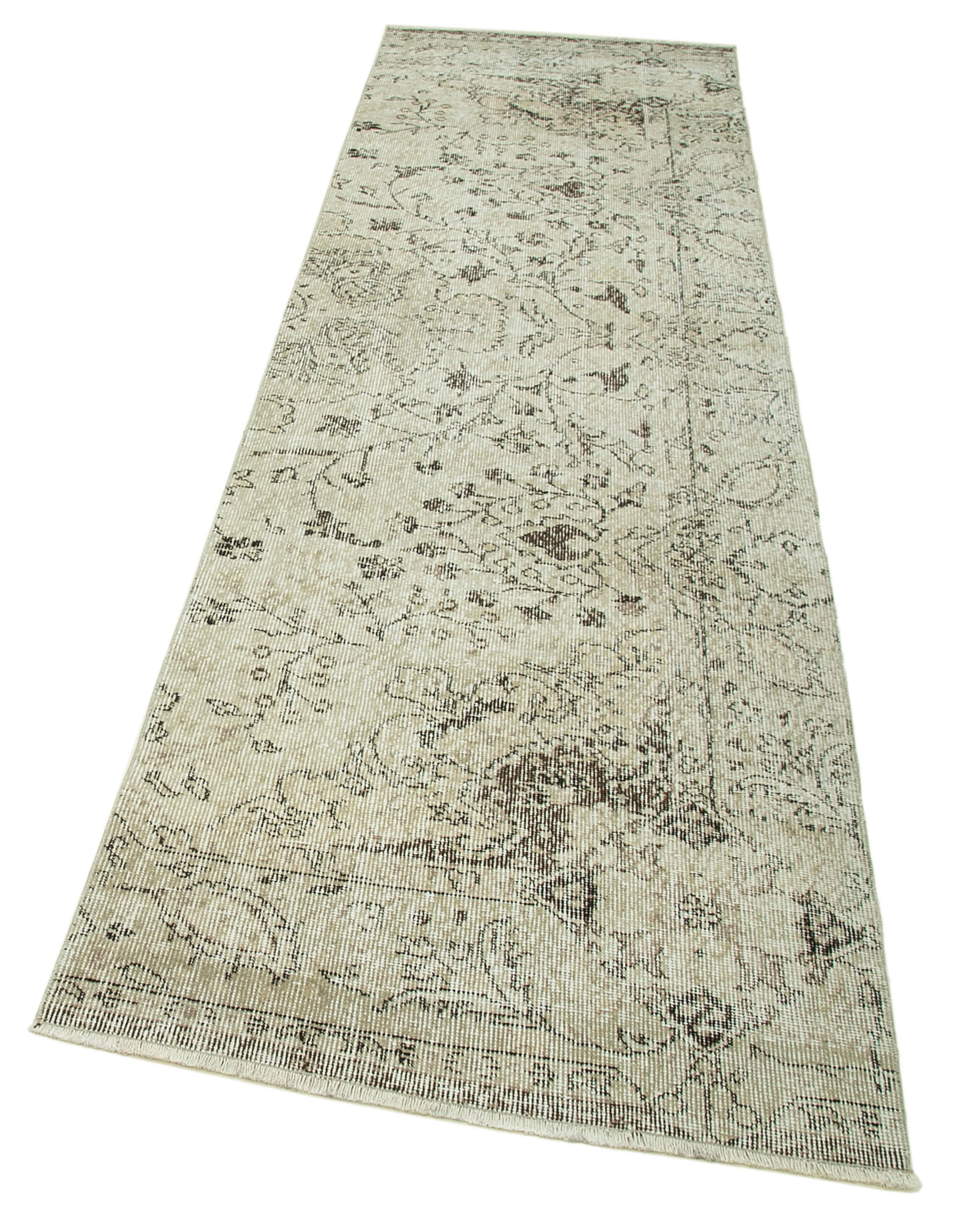 Handmade Vintage Area Rug – Overdyed Wool Rug | Neutral Beige, Soft Wool Carpet