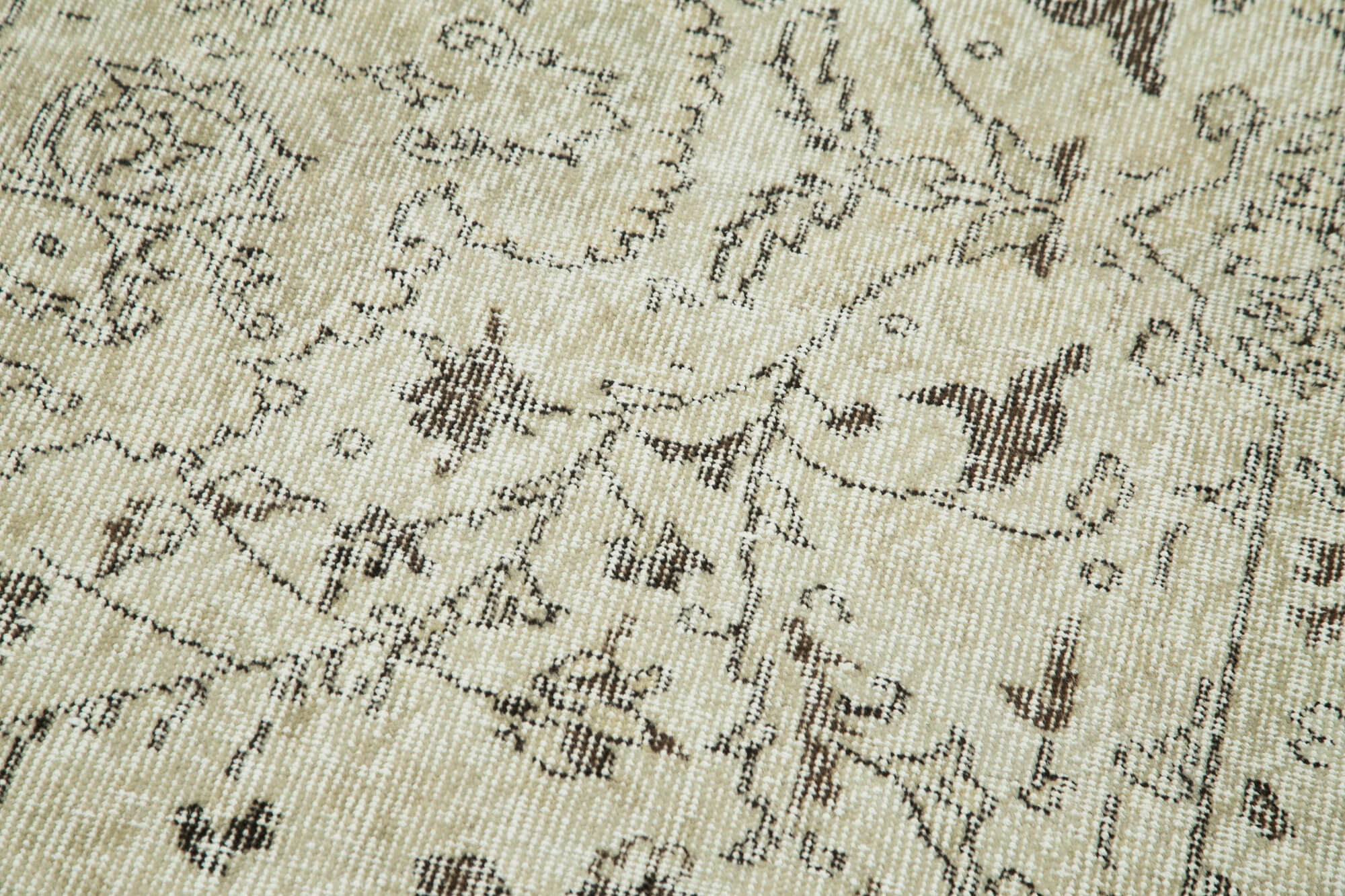 Handmade Vintage Area Rug – Overdyed Wool Rug | Neutral Beige, Soft Wool Carpet