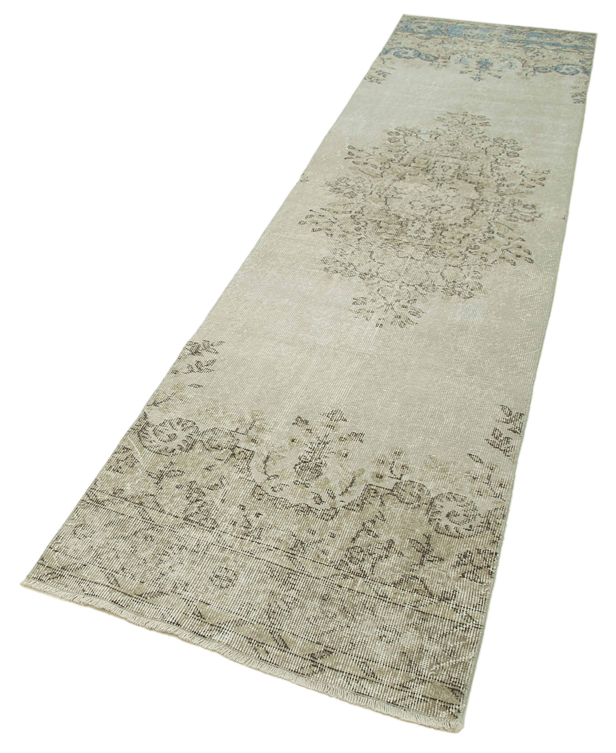 Handmade Area Rug – Overdyed Wool Carpet With Vintage Cotton Rug, Beige Neutral Color