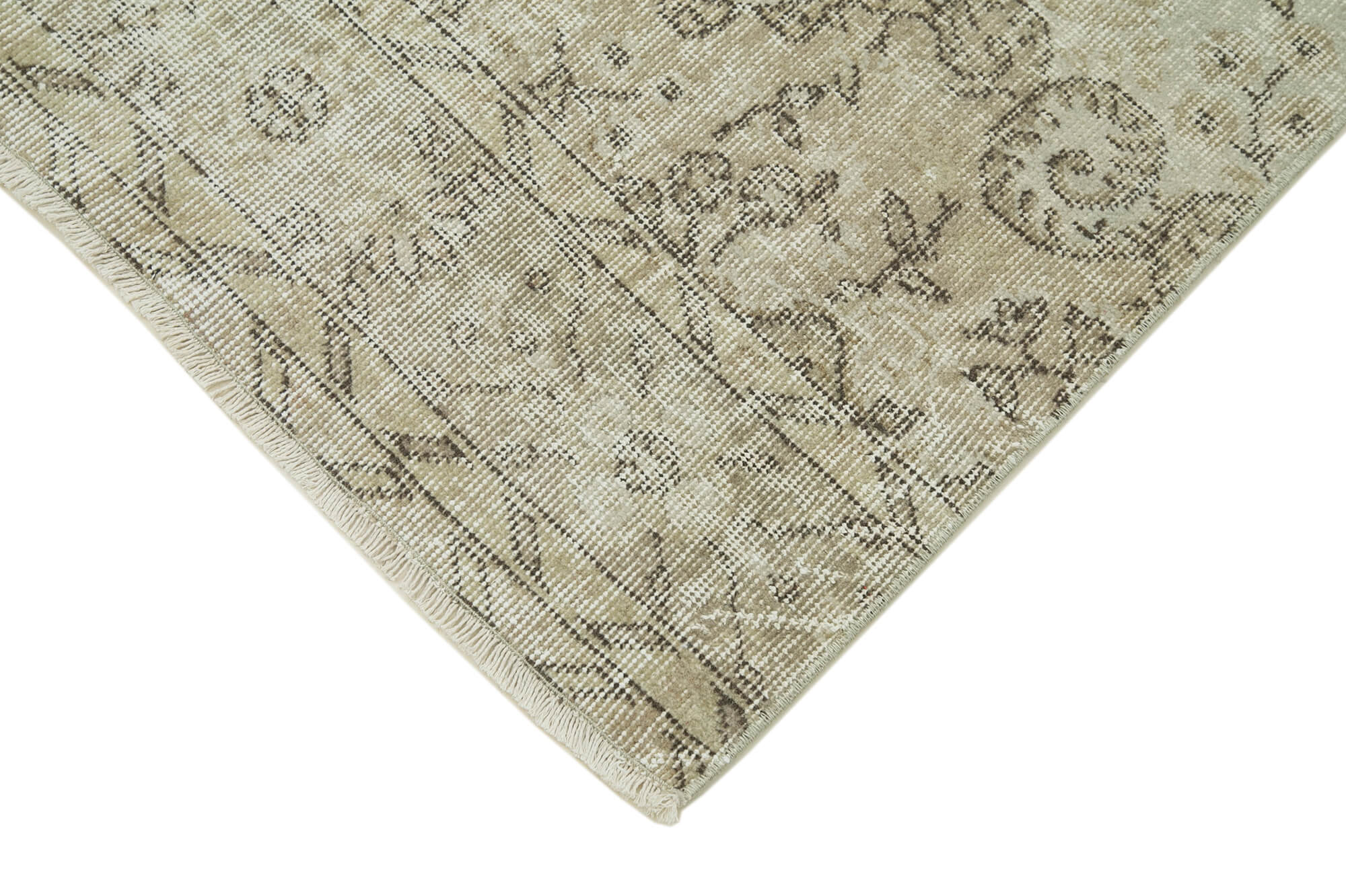 Handmade Area Rug – Overdyed Wool Carpet With Vintage Cotton Rug, Beige Neutral Color