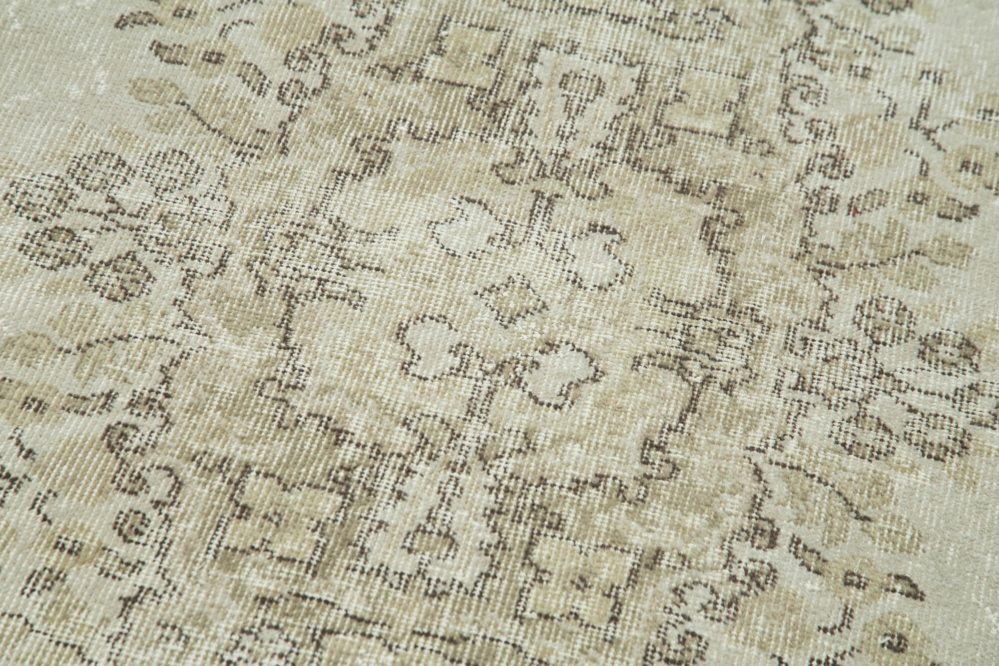 Handmade Area Rug – Overdyed Wool Carpet With Vintage Cotton Rug, Beige Neutral Color