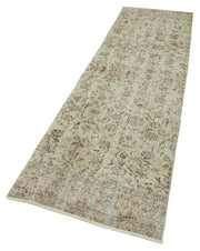 Handmade Vintage Area Rug – Overdyed Wool Rug, Neutral Beige Cotton Wool Blend 2'7''x9'8''