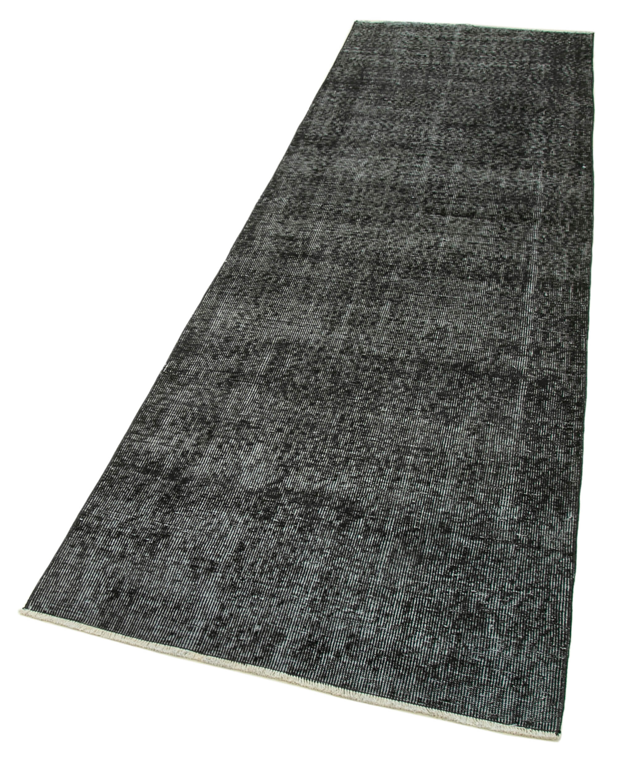 Vintage Area Rug – Handmade Wool Rug Overdyed Black Runner 2'11''x9'7''