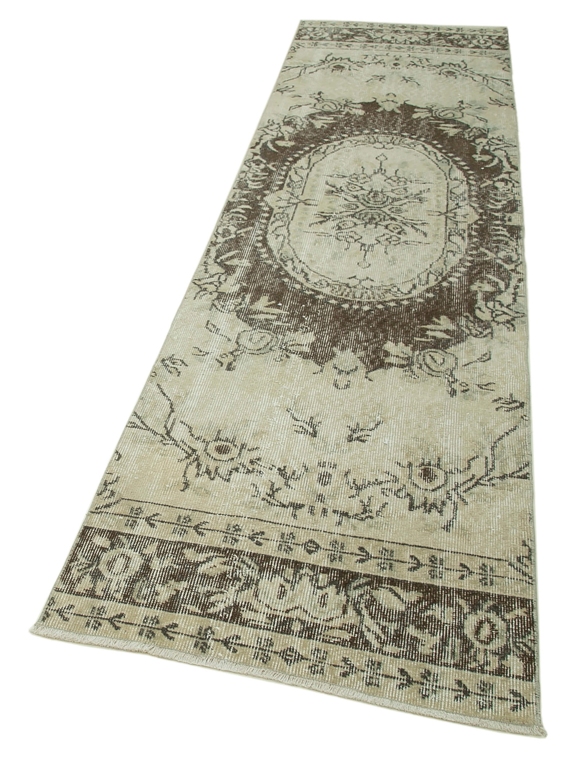 Handmade Vintage Area Rug | Overdyed Wool Rug – Neutral Beige Cotton Wool Carpet