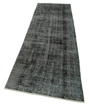 Vintage Wool Area Rug – Handmade Cotton Rug, Overdyed Black, 2'11'' x 10'0''