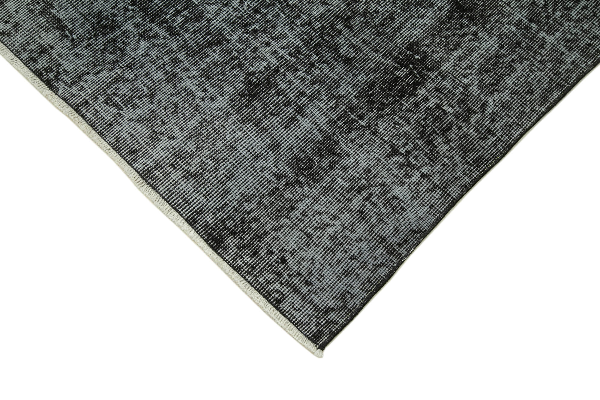 Vintage Wool Area Rug – Handmade Cotton Rug, Overdyed Black, 2'11'' x 10'0''