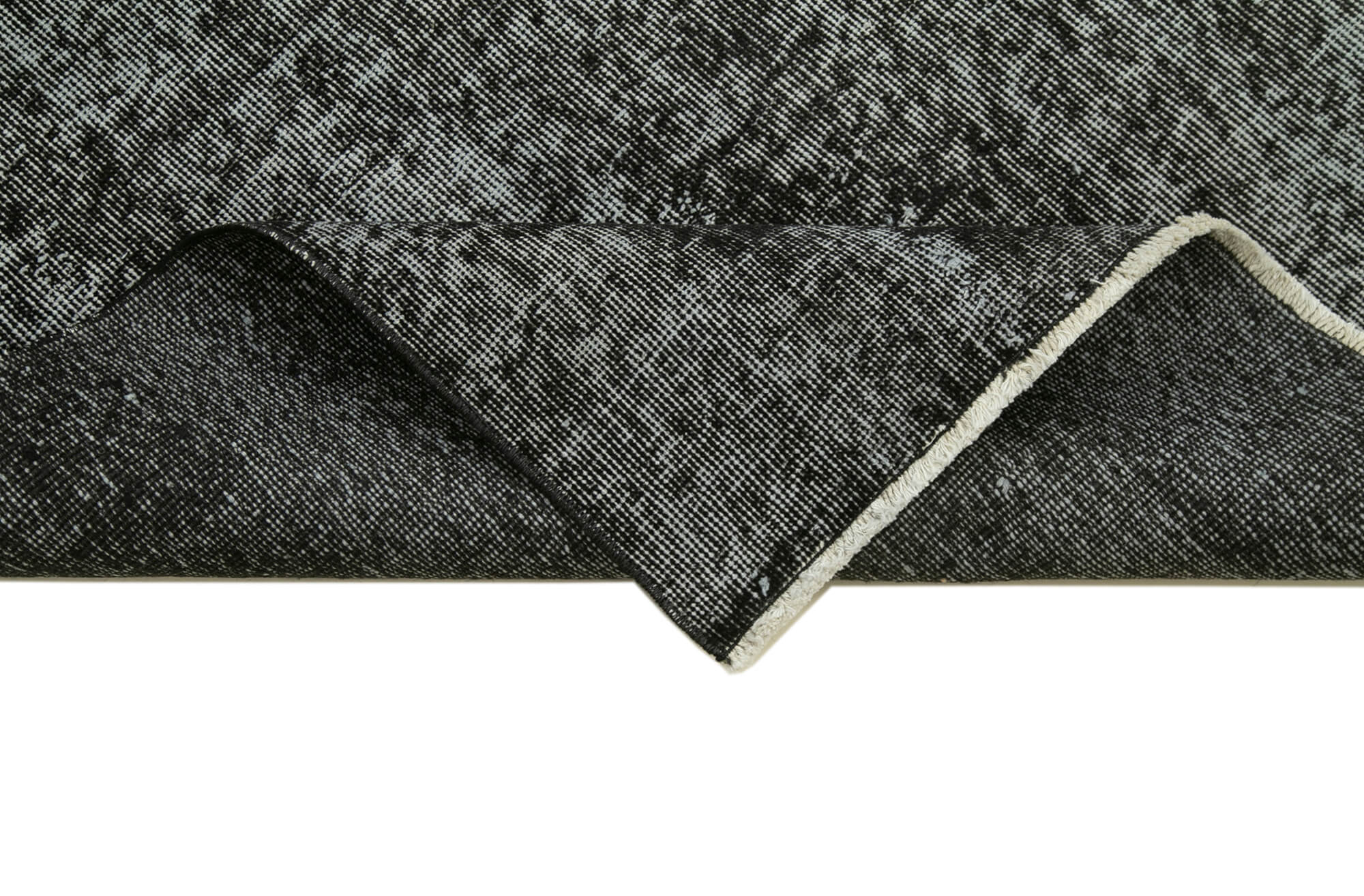 Vintage Wool Area Rug – Handmade Cotton Rug, Overdyed Black, 2'11'' x 10'0''