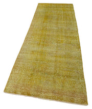 Vintage Wool Area Rug – Handmade Overdyed Yellow Cotton Wool Carpet 2'11''x9'7''