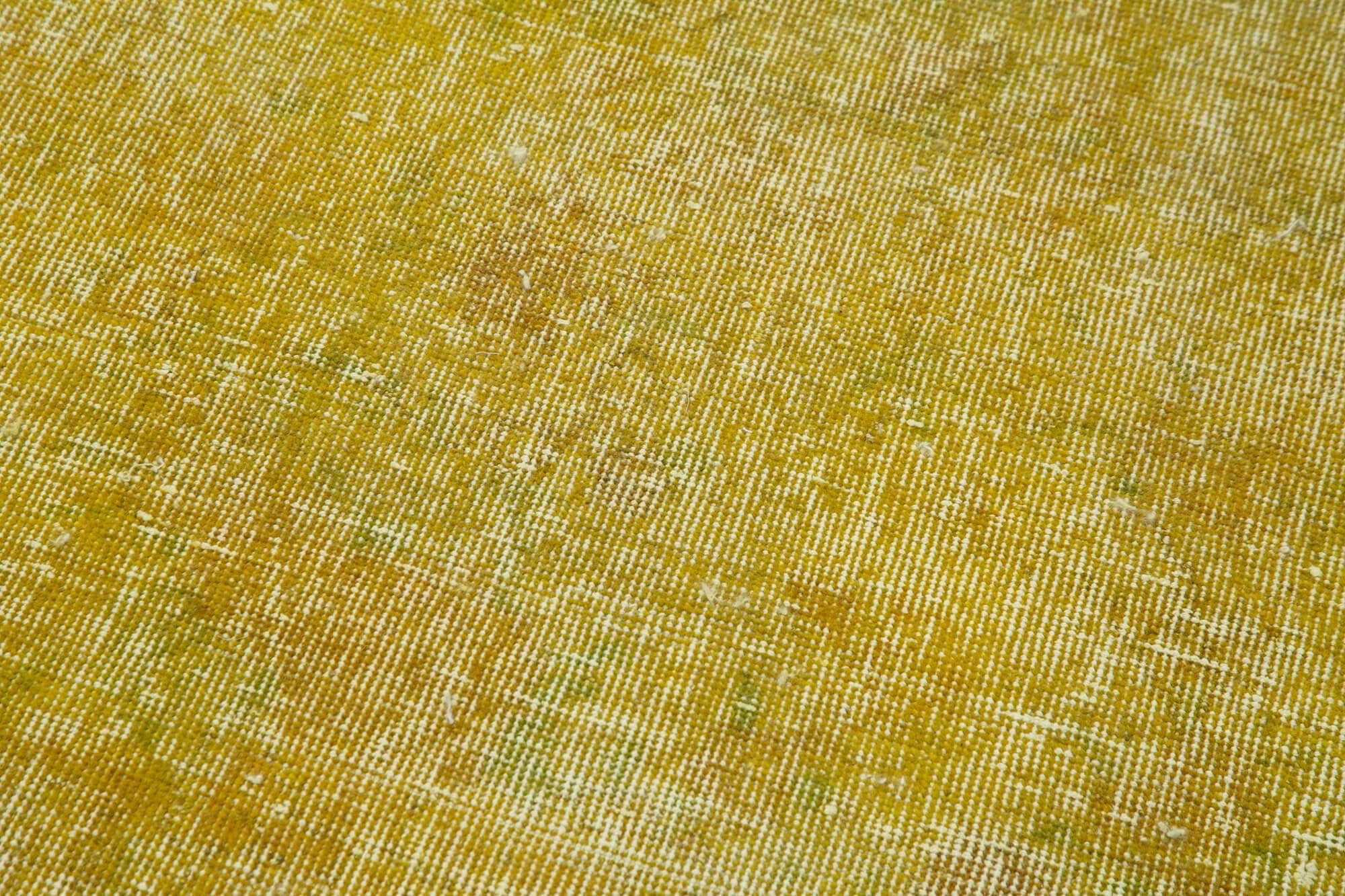 Vintage Wool Area Rug – Handmade Overdyed Yellow Cotton Wool Carpet 2'11''x9'7''