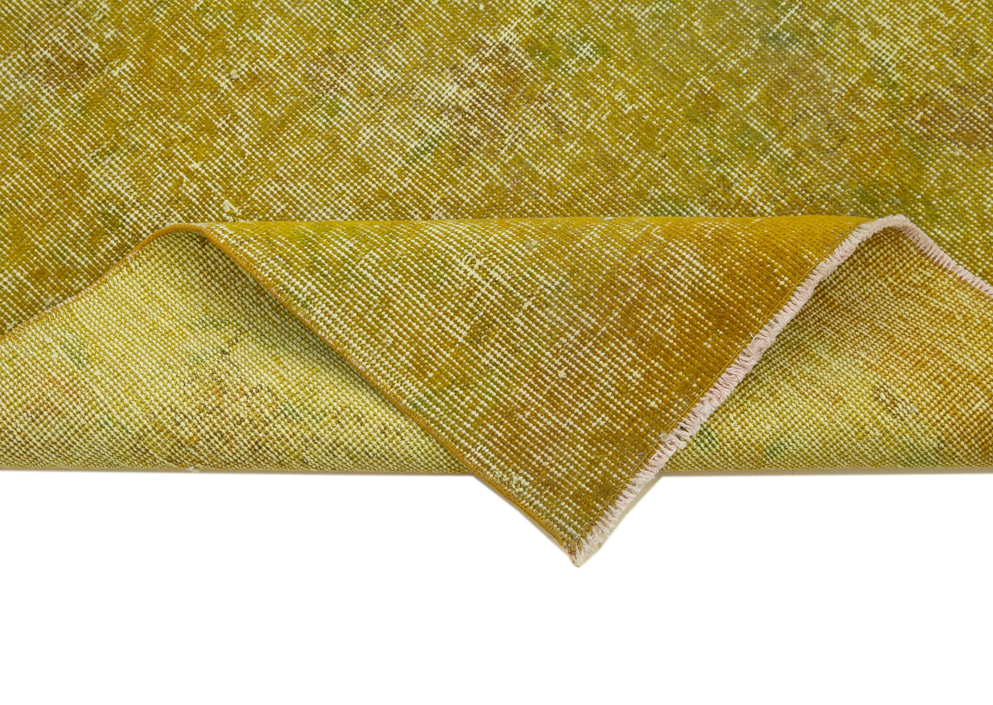 Vintage Wool Area Rug – Handmade Overdyed Yellow Cotton Wool Carpet 2'11''x9'7''