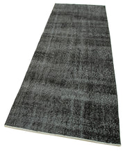 Handmade Vintage Area Rug – Overdyed Wool Rug | Black Cotton Wool Carpet 3'0''x8'11''