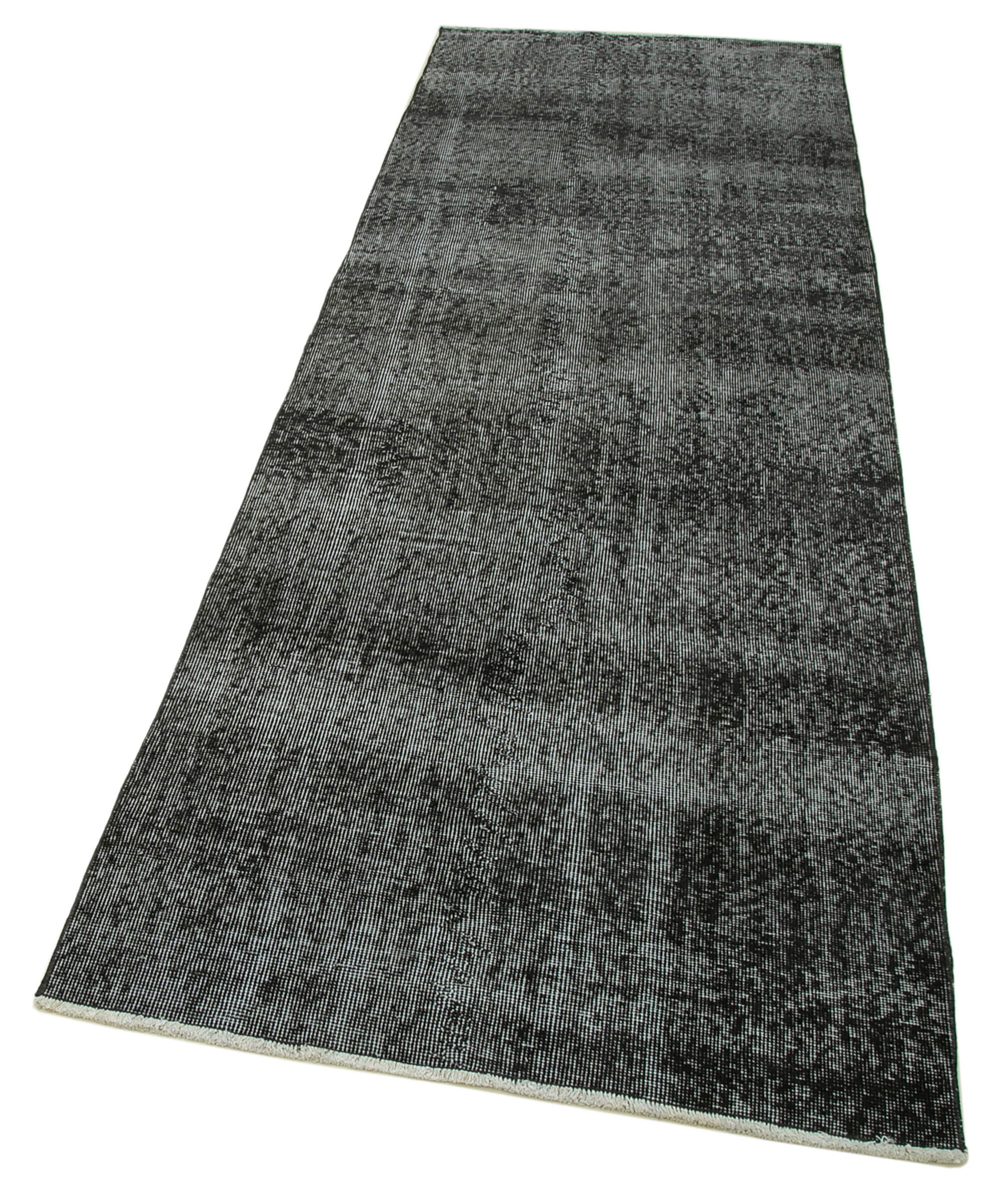 Handmade Vintage Area Rug – Overdyed Wool Rug | Black Cotton Wool Carpet 3'0''x8'11''