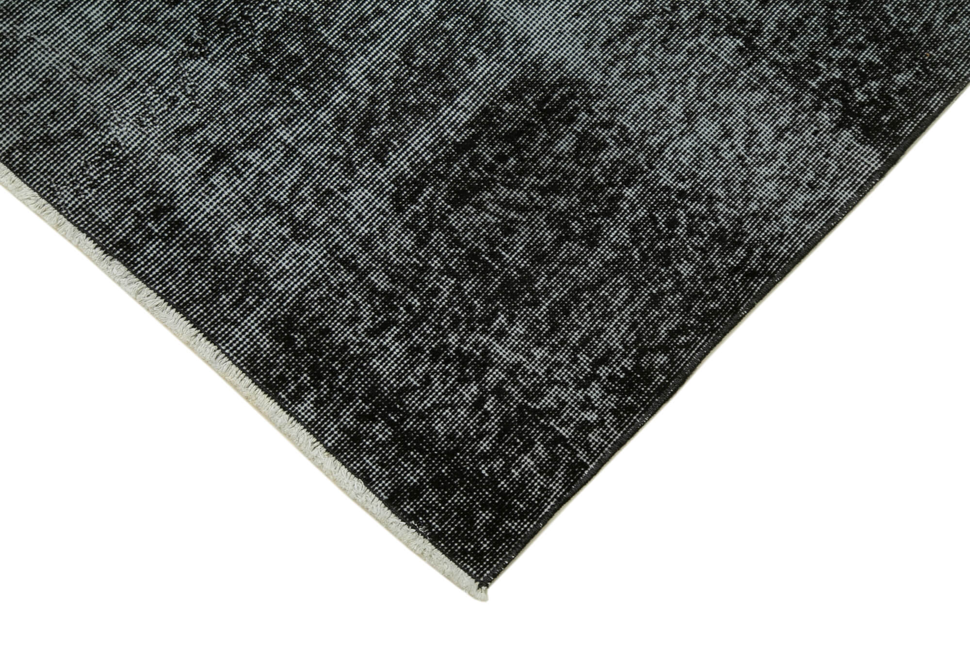 Handmade Vintage Area Rug – Overdyed Wool Rug | Black Cotton Wool Carpet 3'0''x8'11''