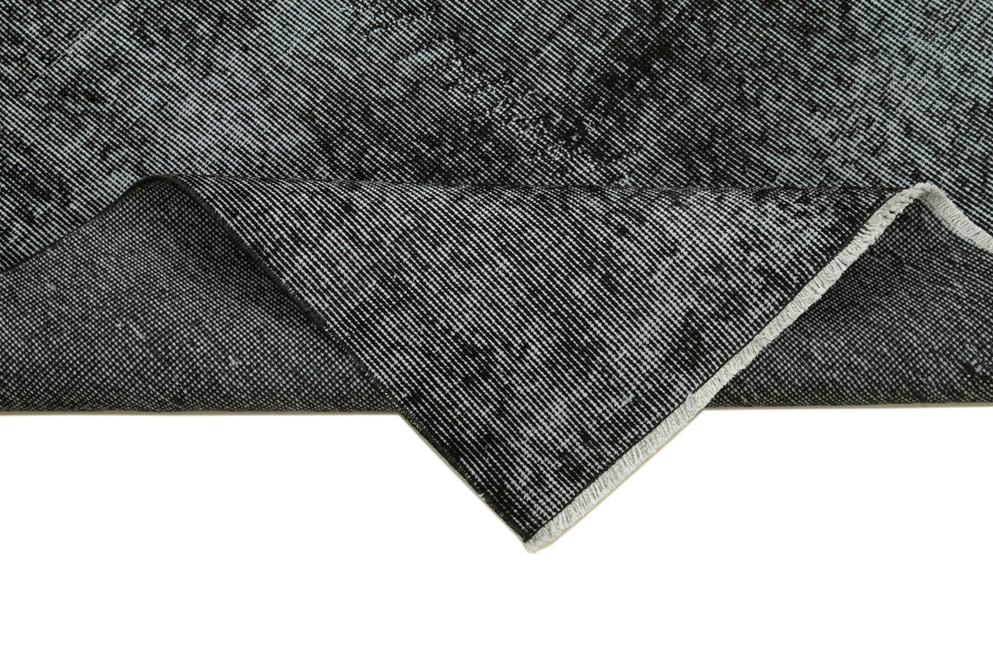 Handmade Vintage Area Rug – Overdyed Wool Rug | Black Cotton Wool Carpet 3'0''x8'11''
