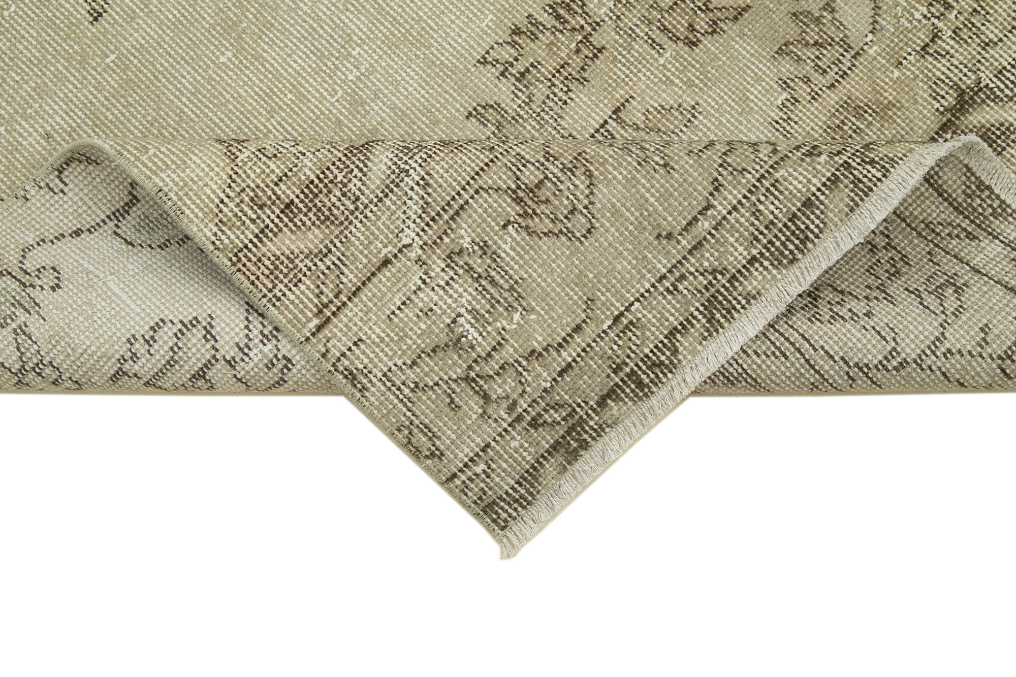 Handmade Area Rug – Overdyed Beige Wool Cotton Blend Vintage Carpet 3'x10'3"