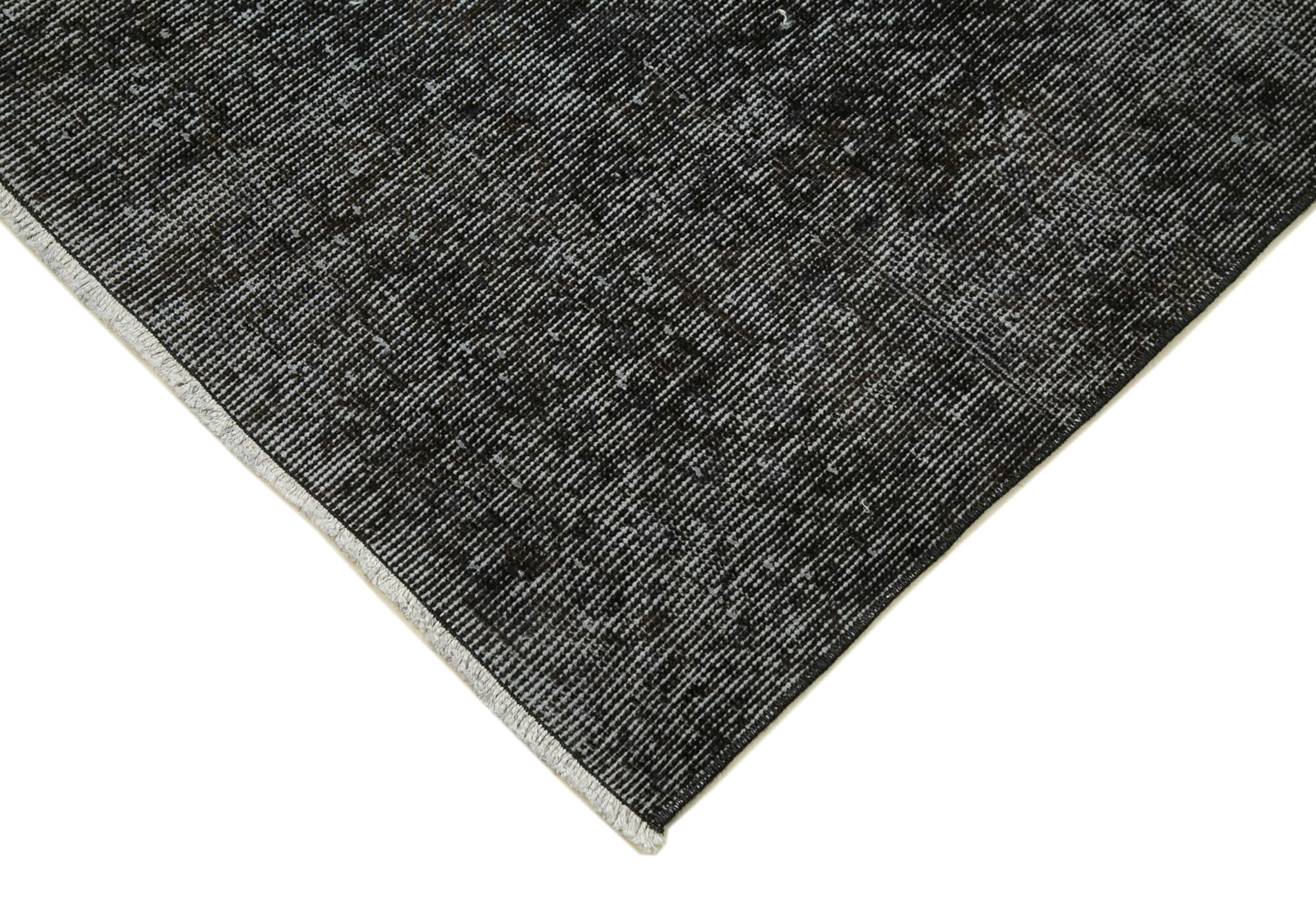 Handmade Area Rug – Overdyed Black Vintage Cotton Wool Carpet 3'x10'9''
